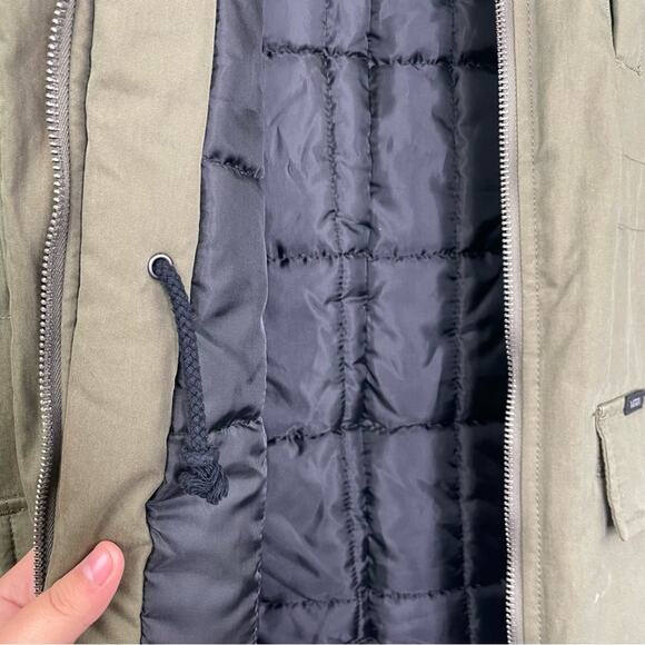 Vans army green puffer coat faux fur hoodie parka jacket women's size XS - Picture 13 of 16
